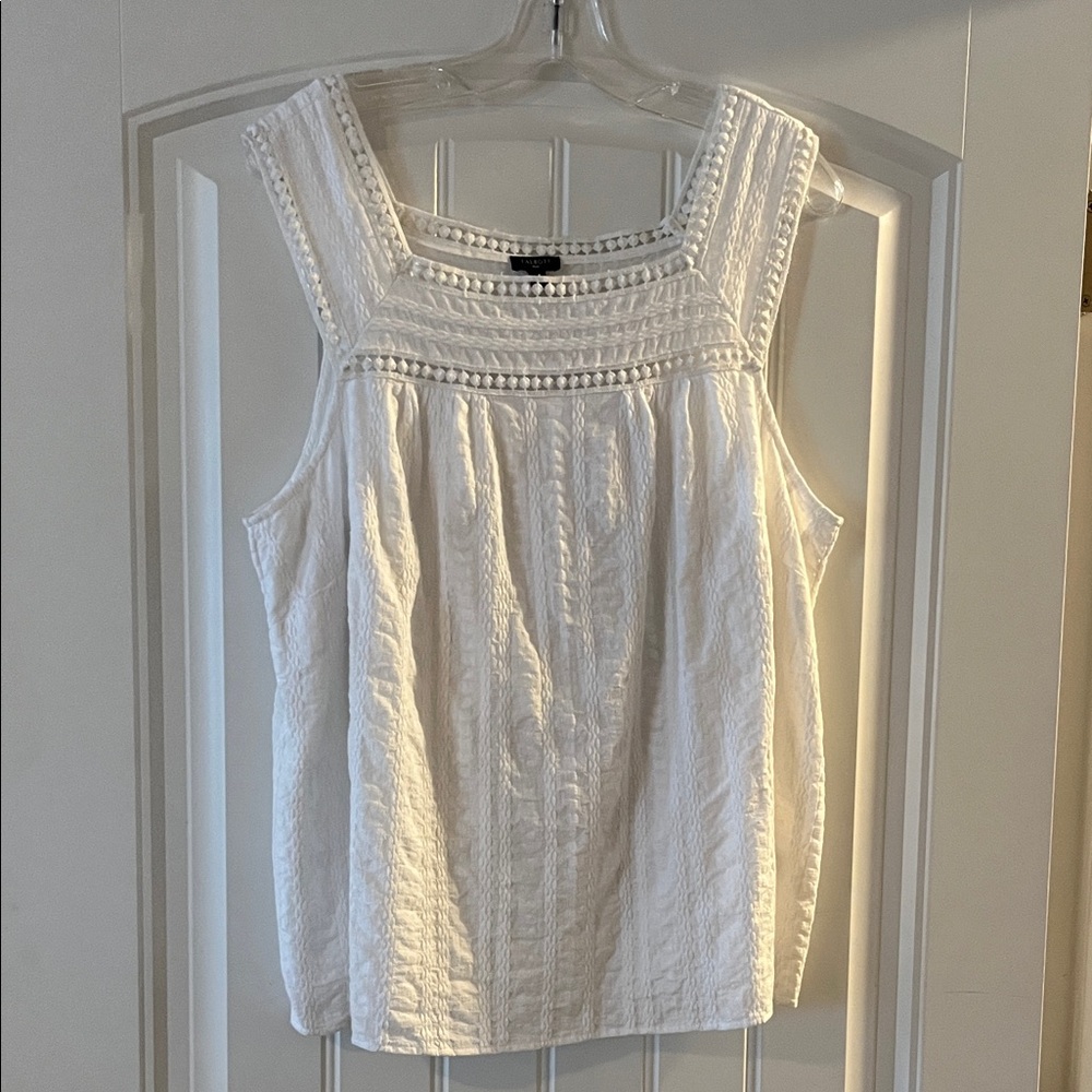 Talbots White Textured Sleeveless Blouse 1X